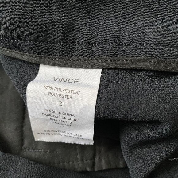 VINCE. BLACK BELTED CROPPED PLEATED TAPERED PANTS - M - Picture 9 of 9